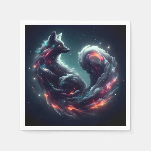 宇宙の星光狐霊獣ファンタジーアニマル スタンダードカクテルナプキン (正面)