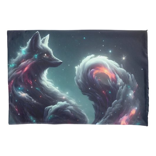 宇宙の星光狐霊獣ファンタジーアニマル 枕カバー (正面)