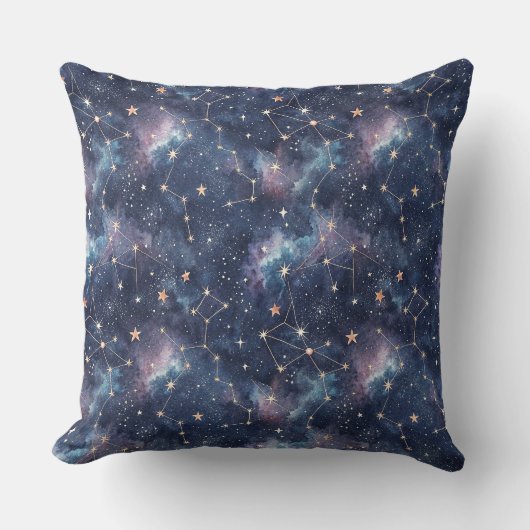 宇宙の星座と銀河の夜のパターン クッション (正面)