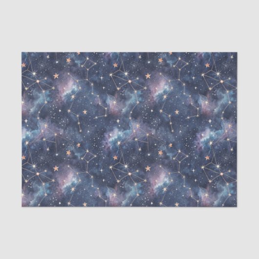 宇宙の星座と銀河の夜のパターン 薄葉紙 (正面)