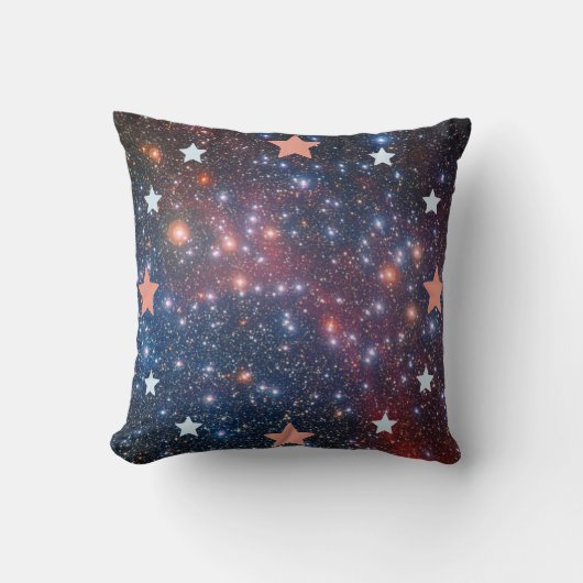 宇宙の星雲の上の幾何学的な星 クッション (正面)
