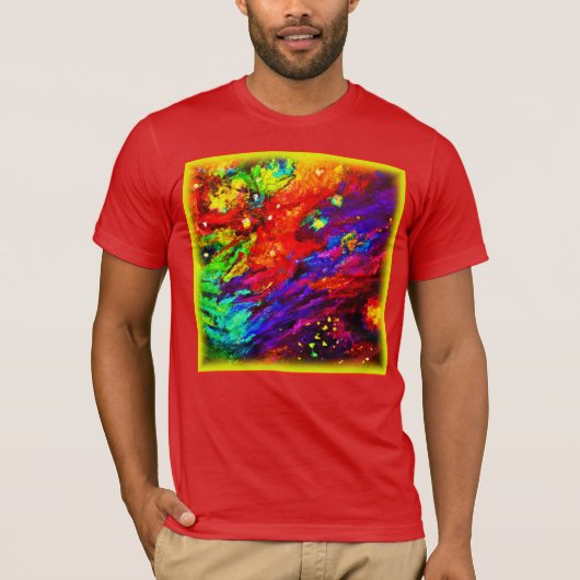 宇宙の星雲絵画。買今 Tシャツ (正面)