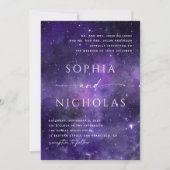 宇宙の星。パープル宇宙ナイトスター結婚ズ 招待状 (正面)