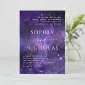宇宙の星。パープル宇宙ナイトスター結婚ズ 招待状 (スタンド正面)