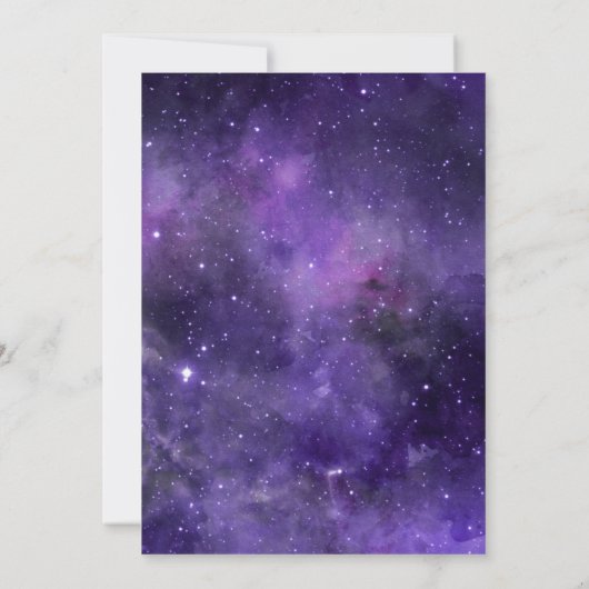 宇宙の星。パープル宇宙ナイトスター結婚ズ 招待状 (裏面)