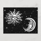 宇宙の星、月、太陽 ポストカード (正面)