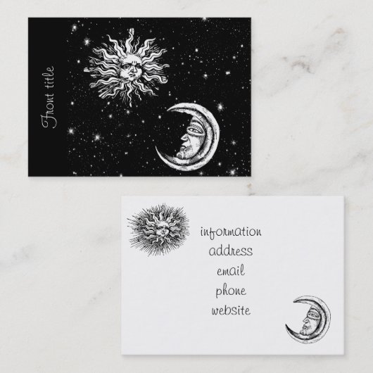 宇宙の星、月、太陽 名刺 (正面/裏面)