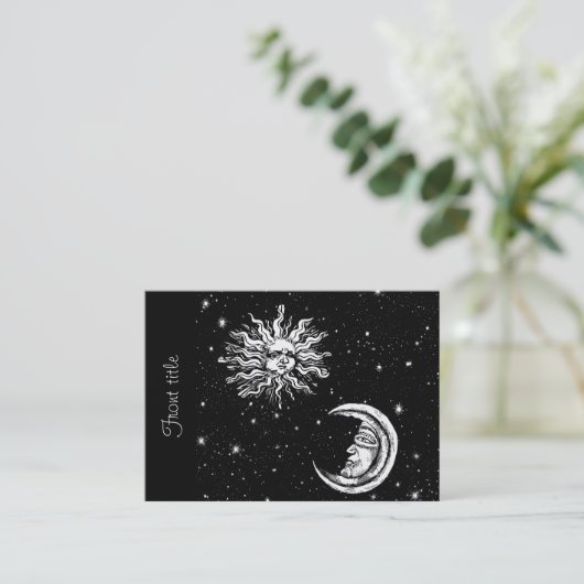 宇宙の星、月、太陽 名刺 (スタンド正面)