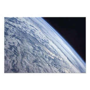 宇宙の暗黒に対する地球の地平線 フォトプリント