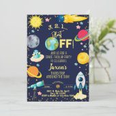 宇宙の暗黙の男の子の誕生日の招待状。 招待状 (スタンド正面)