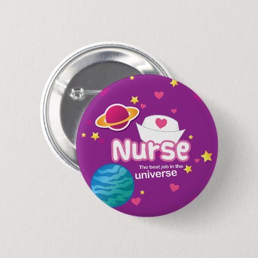 宇宙の最も最高のな仕事を看護して下さい 缶バッジ (正面&裏面)