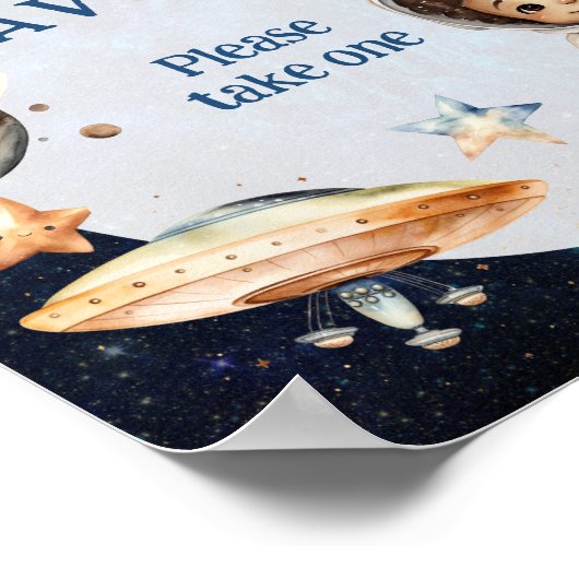 宇宙の最初ののまわりに旅の日優待標識 ポスター (角)