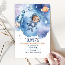 宇宙の最初ののまわりに旅の日写真 招待状