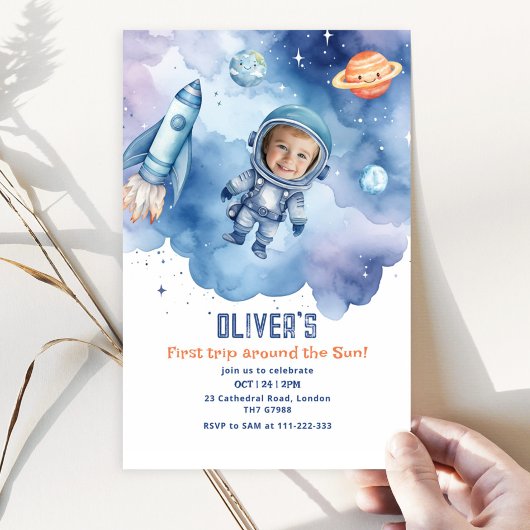 宇宙の最初ののまわりに旅の日写真 招待状