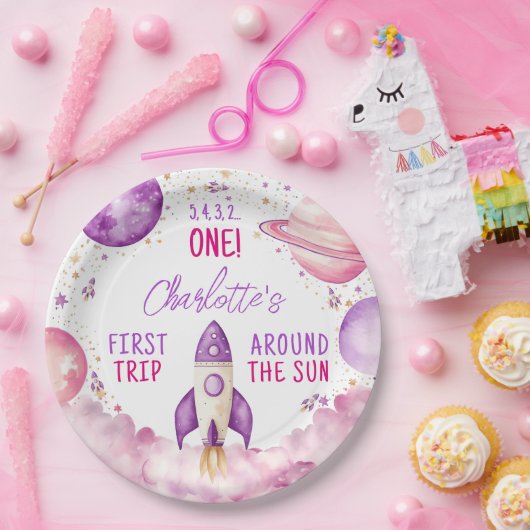 宇宙の最初の旅のまわりに太陽誕生日 ペーパープレート (パーティー)