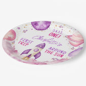 宇宙の最初の旅のまわりに太陽誕生日 ペーパープレート (アングル)