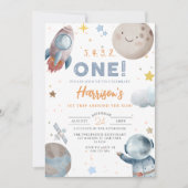 宇宙の最初の旅のまわりに太陽誕生日 招待状 (正面)