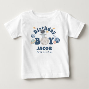 宇宙の最初の旅のまわりに太陽誕生日T型 ベビーTシャツ