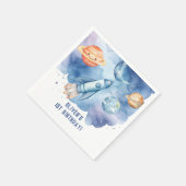 宇宙の最初の旅のまわりに日男の子の誕生日 スタンダードカクテルナプキン (角)