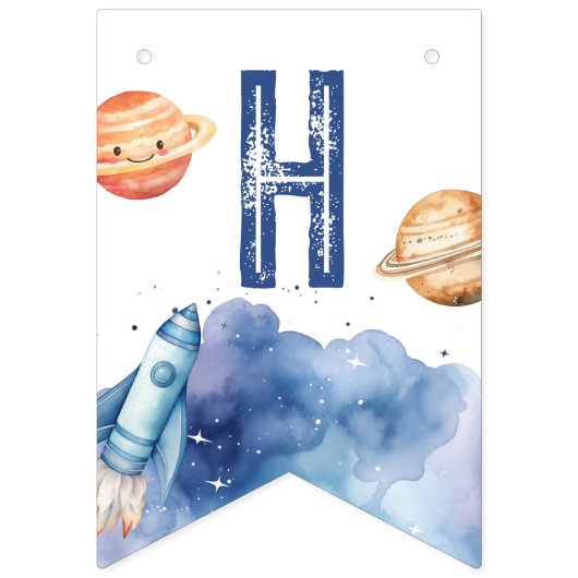 宇宙の最初の旅のまわりに日男の子の誕生日 バンティングフラッグ (第2の旗)