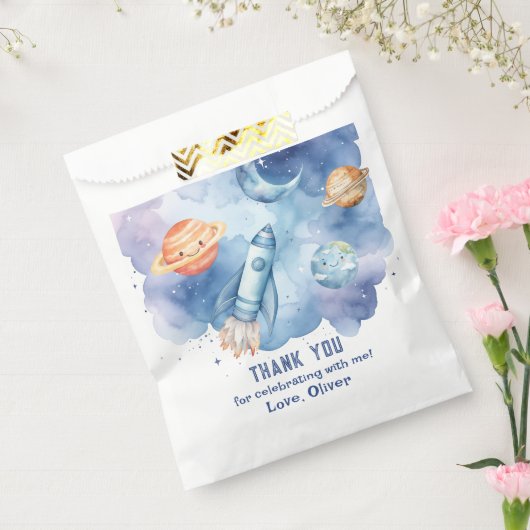 宇宙の最初の旅のまわりに日男の子の誕生日 フェイバーバッグ (封をした状態)