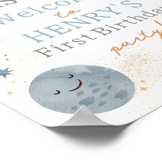 宇宙の最初の誕生日のウェルカムサイン ポスター (角)