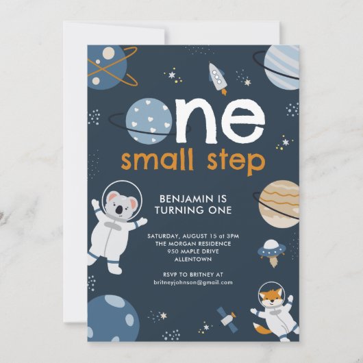 宇宙の最初の誕生日パーティの招待状テーマ 招待状 (正面)