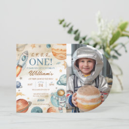 宇宙の最初の誕生日フォト 招待状