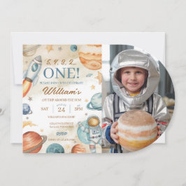 宇宙の最初の誕生日フォト 招待状