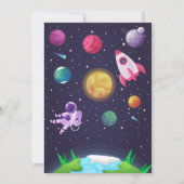 宇宙の最初の誕生日招待状 - 女の子 - ブラストオフ 招待状 (裏面)