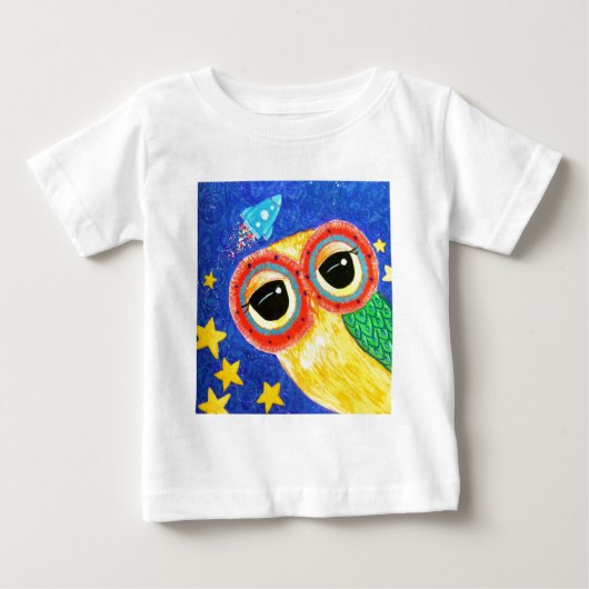 宇宙の最初フクロウ ベビーTシャツ (正面)