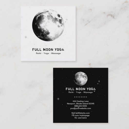 *~*宇宙の月の星が満月の月の天上に スクエア名刺 (正面/裏面)