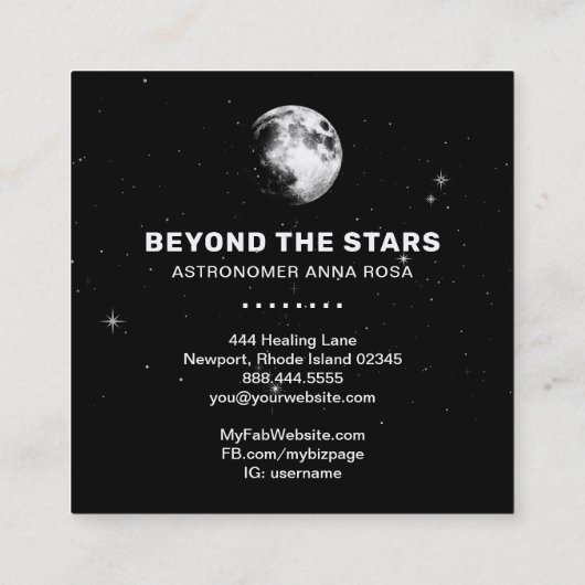 *~*宇宙の月の星が満月の月の天文学者 スクエア名刺 (裏面)