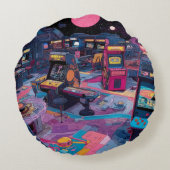 宇宙の未来的レトロアーケード ラウンドクッション (裏面)