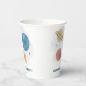 宇宙の水の色の惑星ボーイ第1の誕生日 紙コップ (左)