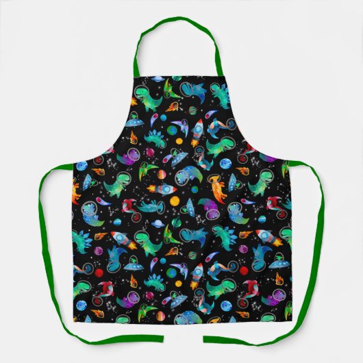 宇宙の水彩を放つ宇宙飛行士の恐竜 エプロン (正面)