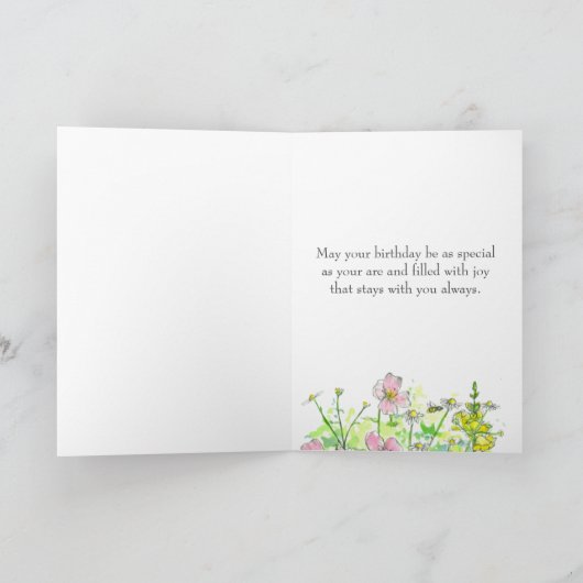 宇宙の水彩画の花のハッピーバースデーの友人 カード (内部)