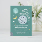 宇宙の水彩画スクリプト プラン 惑星 ベビーシャワー 招待状 (スタンド正面)