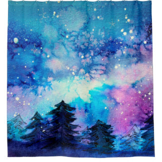 宇宙の水彩画 シャワーカーテン