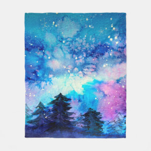 宇宙の水彩画 フリースブランケット