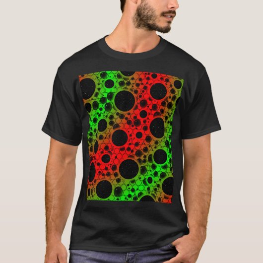 宇宙の泡模様 - 赤/緑 Tシャツ (正面)