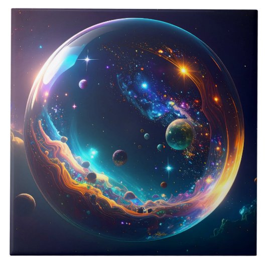 宇宙の泡銀河ファンタジーアート タイル (正面)