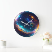 宇宙の泡銀河ファンタジーアート ラージ壁時計 (ホーム)