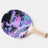 宇宙の波の下の可愛い星海の女の子 卓球ラケット (横)