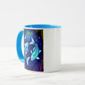 宇宙の海を泳ぐ魚座の魚 マグカップ (正面左)