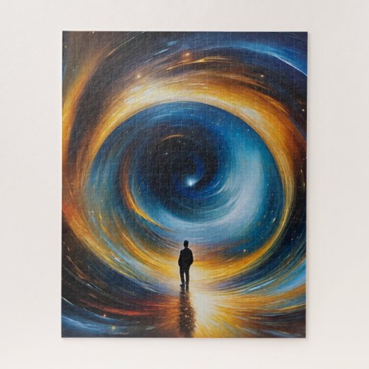 宇宙の渦を見つめる聖なる未知の人間 ジグソーパズル (縦)