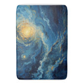 宇宙の渦巻き旋回:エテリアルインジゴ&金ゴールドアート バスマット (正面縦)