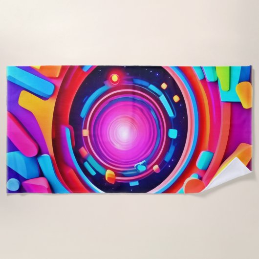 宇宙の渦:ネオンオデッセイ ビーチタオル (正面)