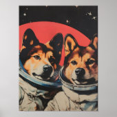 宇宙の犬のレトロポスター 60年代風宇宙飛行士 ポスター (正面)
