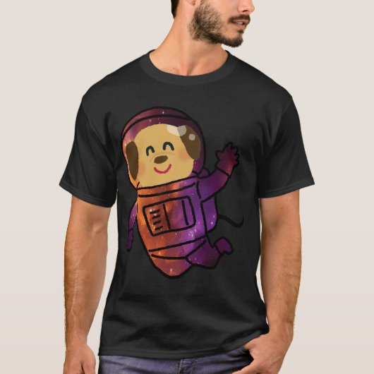 宇宙の犬の切り絵 Tシャツ (正面)